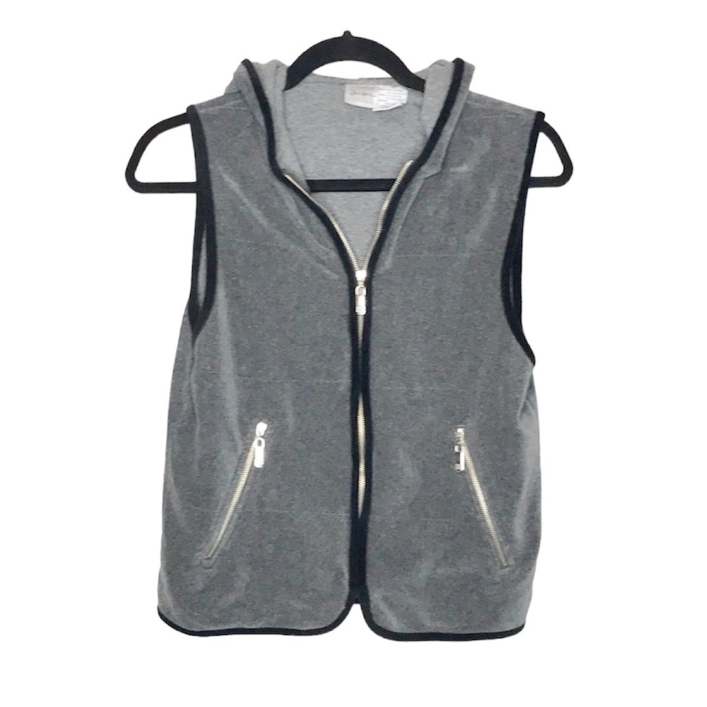 Jason Maxwell Zip up gray and black hooded vest size Small